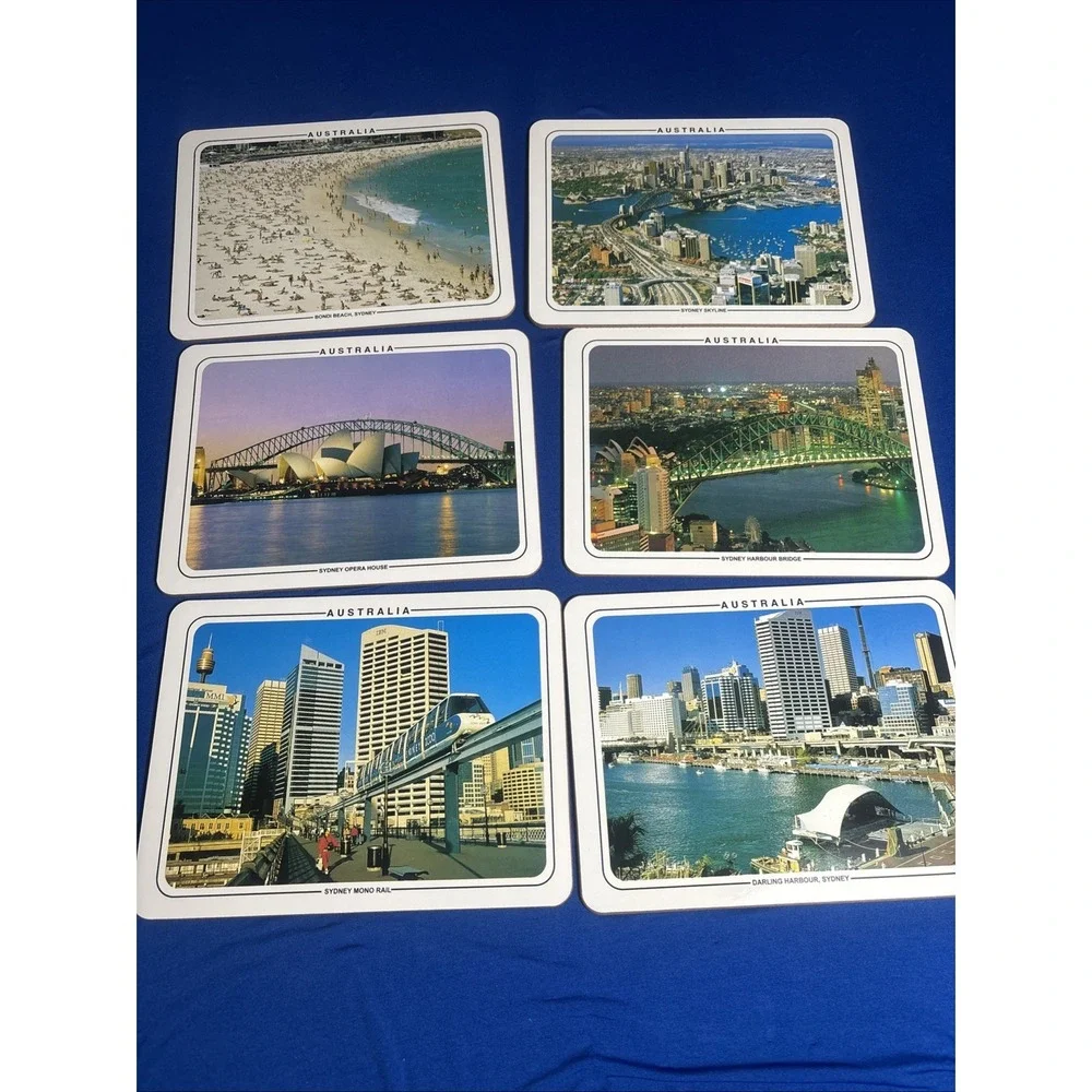 Australia Landmarks Cork backed 6 Piece COASTER SET made in Australia by MONDO